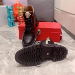 Boot Versace nam hàng hiệu cao cấp màu đen logo vàng giá tốt - Ảnh 2