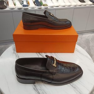 Giày lười Hermes nam màu đen da xịn hàng hiệu siêu cấp - Hình ảnh 3