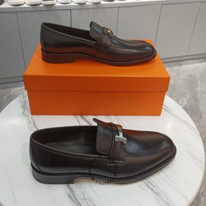 Giày lười Hermes nam da xịn màu đen hàng hiệu siêu cấp - Hình ảnh 3