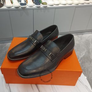 Giày lười Hermes nam màu đen logo siêu cấp - Hình ảnh 2