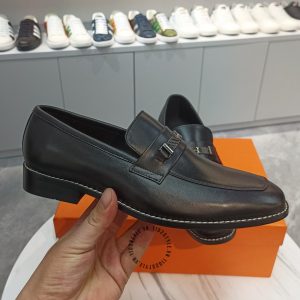 Giày lười Hermes nam màu đen logo siêu cấp - Hình ảnh 7
