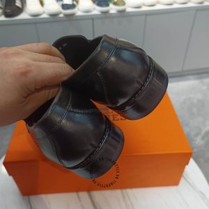 Giày lười Hermes nam màu đen da xịn hàng hiệu siêu cấp - Hình ảnh 8