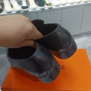 Giày lười Hermes nam màu đen logo siêu cấp - Hình ảnh 8