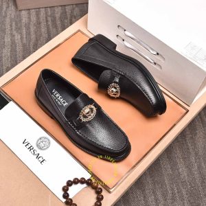 Giày Loafer Versace nam hàng hiệu da xịn màu đen sần giá tốt - Ảnh 2