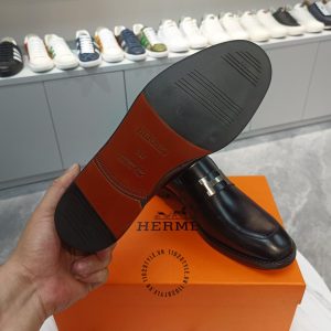 Giày lười Hermes nam da xịn màu đen hàng hiệu siêu cấp - Hình ảnh 8