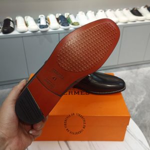 Giày lười Hermes nam màu đen logo siêu cấp - Hình ảnh 9