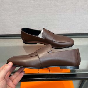 Giày lười Hermes nam màu nâu da trơn Like Auth - Hình ảnh 6
