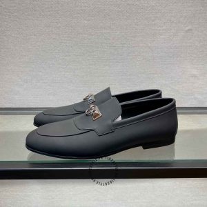 Giày lười Hermes nam da lì màu đen phiên bản hàng hiệu Like Auth - Hình ảnh 3