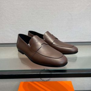 Giày lười Hermes nam màu nâu da trơn Like Auth - Hình ảnh 3