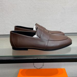 Giày lười Hermes nam màu nâu da trơn Like Auth - Hình ảnh 4