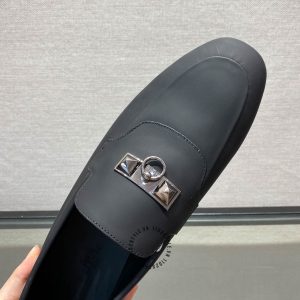 Giày lười Hermes nam da lì màu đen phiên bản hàng hiệu Like Auth - Hình ảnh 5