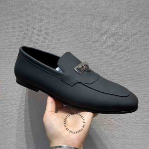 Giày lười Hermes nam da lì màu đen phiên bản hàng hiệu Like Auth - Hình ảnh 6