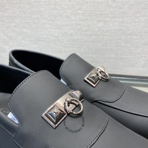 Giày lười Hermes nam da lì màu đen phiên bản hàng hiệu Like Auth - Hình ảnh 7