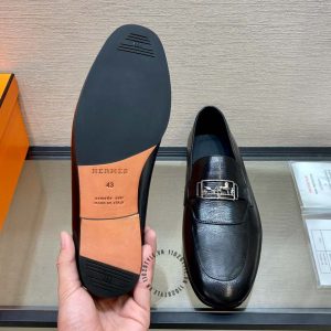 Giày Loafer Hermes nam logo cao cấp phiên bản hàng hiệu - Hình ảnh 9