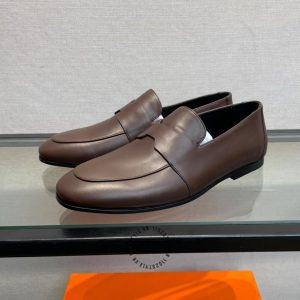 Giày lười Hermes nam màu nâu da trơn Like Auth - Hình ảnh 2