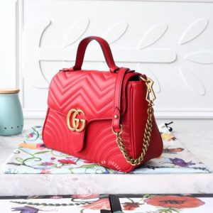 Túi xách Gucci nữ màu đỏ logo GG rep 1:1 chính hãng - Hình ảnh 2