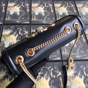 Túi xách Gucci nữ da trơn màu đen logo cao cấp hàng hiệu - Hình ảnh 4