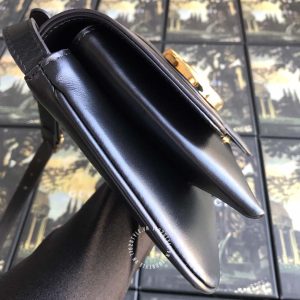 Túi xách Gucci nữ da trơn màu đen logo GG hàng hiệu cao cấp - Hình ảnh 8