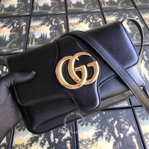 Túi xách Gucci nữ da trơn màu đen logo GG hàng hiệu cao cấp - Hình ảnh 2