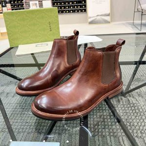 Giày Gucci Chelsea Boot nam màu nâu đỏ hàng hiệu cao cấp - Ảnh 3