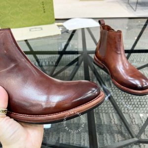 Giày Gucci Chelsea Boot nam màu nâu đỏ hàng hiệu cao cấp - Ảnh 6