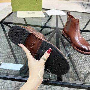 Giày Gucci Chelsea Boot nam màu nâu đỏ hàng hiệu cao cấp - Ảnh 9