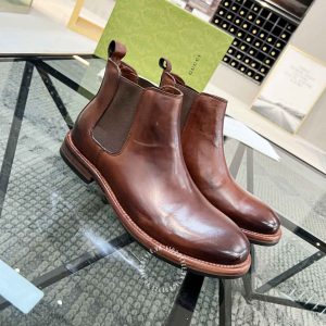 Giày Gucci Chelsea Boot nam màu nâu đỏ hàng hiệu cao cấp - Ảnh 2