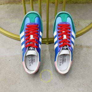Giày Gucci Sneaker nam da lộn phối màu dây đỏ cao cấp - Ảnh 3
