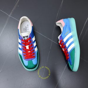 Giày Gucci Sneaker nam da lộn phối màu dây đỏ cao cấp - Ảnh 2