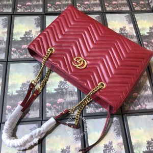 Túi xách Gucci nữ màu đỏ đô logo GG hàng hiệu xách tay cao cấp - Hình ảnh 3