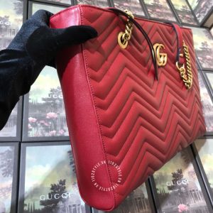 Túi xách Gucci nữ màu đỏ đô logo GG hàng hiệu xách tay cao cấp - Hình ảnh 4