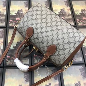 Túi du lịch Gucci nữ màu ghi họa tiết Monogram phiên bản hàng hiệu - Hình ảnh 4