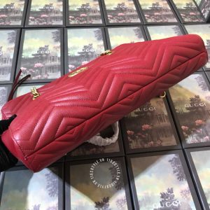 Túi xách Gucci nữ màu đỏ đô logo GG hàng hiệu xách tay cao cấp - Hình ảnh 6