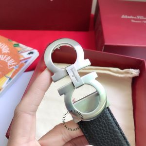 Dây nịt nam Salvatore Ferragamo dây da sần màu bạc cao cấp - Ảnh 4