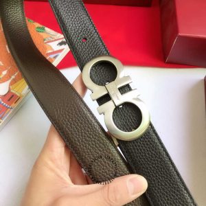 Dây nịt nam Salvatore Ferragamo dây da sần màu bạc cao cấp - Ảnh 5