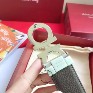 Dây nịt nam Salvatore Ferragamo dây da sần màu bạc cao cấp - Ảnh 7