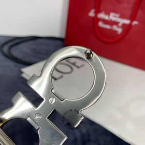 Dây nịt nam Salvatore Ferragamo da sần màu đen mặt khoá bạc - Hình ảnh 9