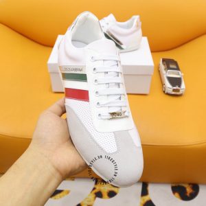 Giày sneaker D&G màu trắng phối hoạ tiết kẻ sọc replica 1:1 - Ảnh 2