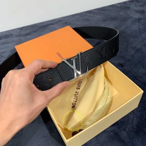 Thắt lưng nam Louis Vuitton mặt khóa màu ghi dây da sần replica - Ảnh 6