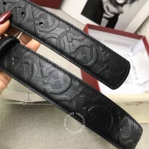 Thắt lưng nam Salvatore Ferragamo dây đen hoạ tiết monogram - Hình ảnh 3
