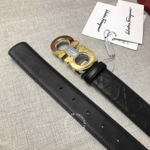 Thắt lưng nam Salvatore Ferragamo dây đen hoạ tiết monogram - Hình ảnh 2