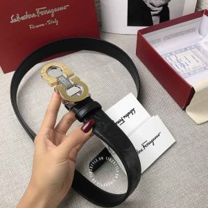 Thắt lưng nam Salvatore Ferragamo dây đen hoạ tiết monogram - Hình ảnh 9