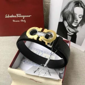 Thắt lưng nam Salvatore Ferragamo dây đen hoạ tiết monogram - Hình ảnh 6