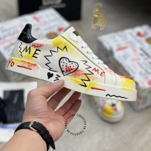Giày sneaker D&G unisex màu trắng phối hoạ tiết vàng nổi bật - Ảnh 6
