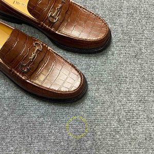Giày hàng hiệu cao cấp Loafer Dior màu nâu vân cá sấu - Ảnh 3