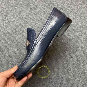 Giày hàng hiệu cao cấp Loafer Dior màu xanh than vân cá sấu - Hình ảnh 6