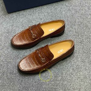Giày hàng hiệu cao cấp Loafer Dior màu nâu vân cá sấu - Ảnh 4