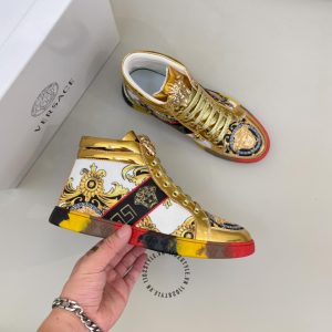 Sneaker Boot Versace phối màu logo kim loại cao cấp giá tốt - Ảnh 3