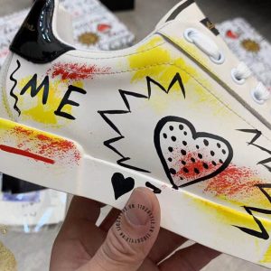 Giày sneaker D&G unisex màu trắng phối hoạ tiết vàng nổi bật - Ảnh 8