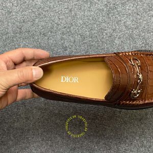 Giày hàng hiệu cao cấp Loafer Dior màu nâu vân cá sấu - Ảnh 7